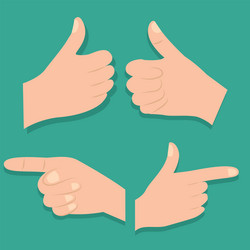 set of hands different pointing thumb up fingers vector