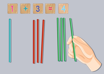 basic addition using colored sticks vector image