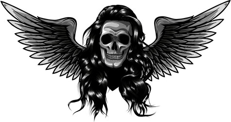 monochrome skull with wings Vector Image