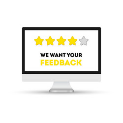 Website with five stars and computer screen vector