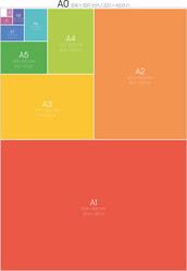 A series paper sizes with labels and dimensions vector