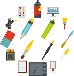 Design and drawing tools icons set in flat style vector