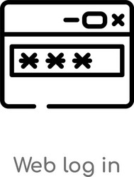 Outline web log in icon isolated black simple vector