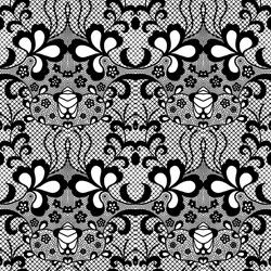 black lace vintage seamless pattern with flowers vector