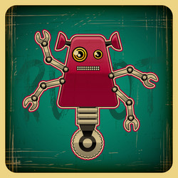card in retro style with the robot vector image
