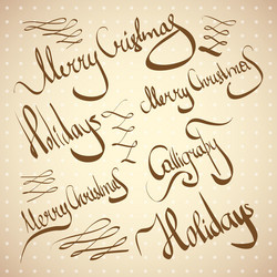 Christmas greetings hand lettering set vector