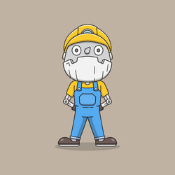 cute miner robot in uniform vector