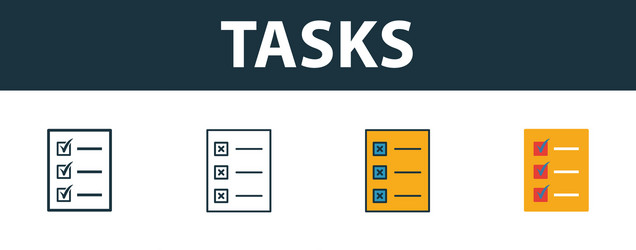 tasks icon set premium symbol in different styles vector image