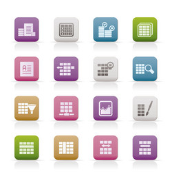 database and table formatting icons vector