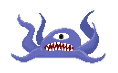 pixel art of computer virus vector