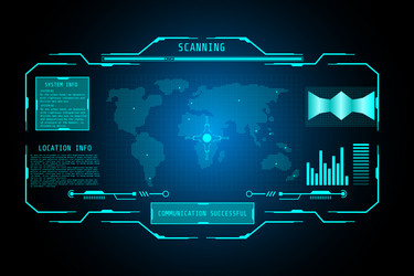 Space Monitoring World Map Interface vector image