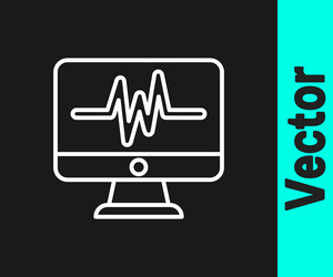 white line computer monitor with cardiogram icon vector image