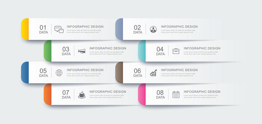 8 data infographics tab paper index template vector image