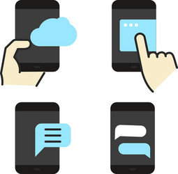 Different modern smartphone color flat icons vector