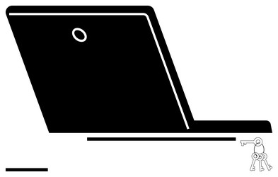 laptop with key symbolizing cybersecurity data vector image
