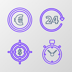 set line stopwatch target with dollar symbol vector image
