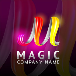 Bright colorful curvy 3d volumetric letter m vector