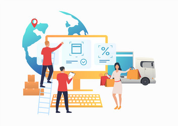 designers working on internet store website vector image