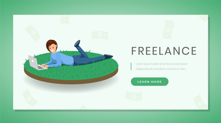 Freelance flat landing page template vector