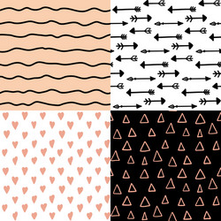hand drawn seamless pattern set simple texture vector image