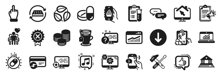 set business icons such as medical drugs vector