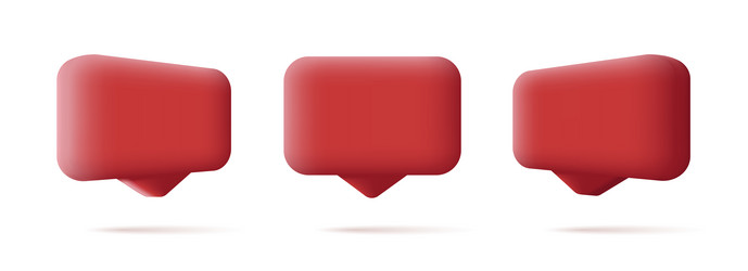 set of 3d red push notification chat bubbles vector image