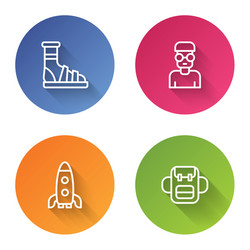 set line slippers with socks nerd geek rocket vector image