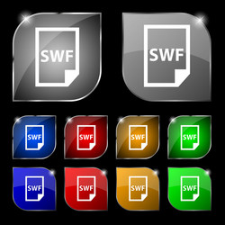 swf file icon sign set of ten colorful buttons vector image