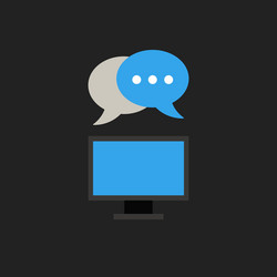 computer monitor with communication clouds vector image