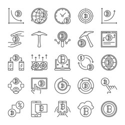 Cryptocurrency and blockchain outline icons vector