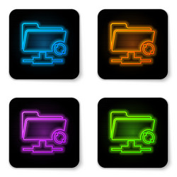 glowing neon ftp sync refresh icon isolated vector image