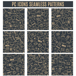 Set seamless patterns from computer and gadget vector