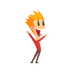 spiky hair redhead male character rejoicing vector