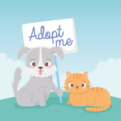 adopt a pet little dog and cat with adpot me vector