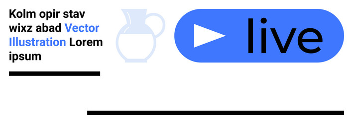 blue live button with play icon and minimal design vector image