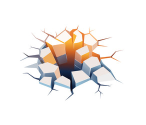 hole with cracks in the wall of ice on a withe vector image