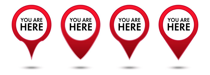 Red 'You Are Here' Map Pointer Icons vector image