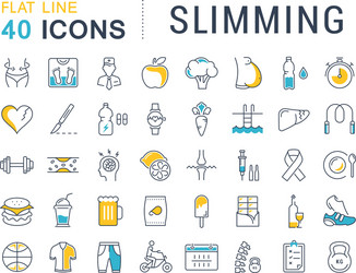 Set flat line icons slimming vector