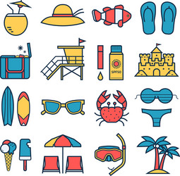 Set cute summer beach party Royalty Free Vector Image
