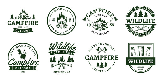 Campfire Emblems - Adventure & Outdoors Vector Image