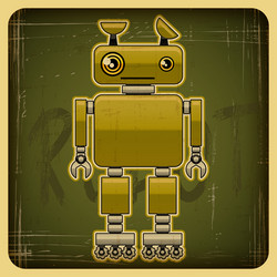 card in retro style with the robot vector image