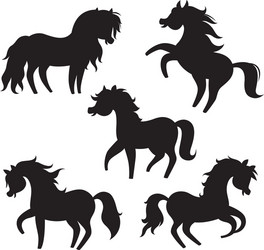 cartoon horses silhouettes on white background Vector Image