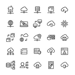 network hosting icon set in line style vector