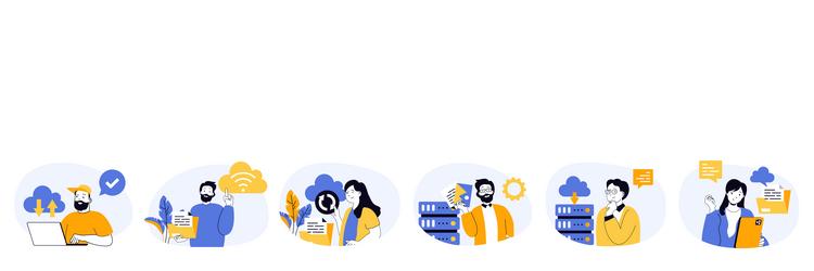 cloud computing concept set with characters vector image