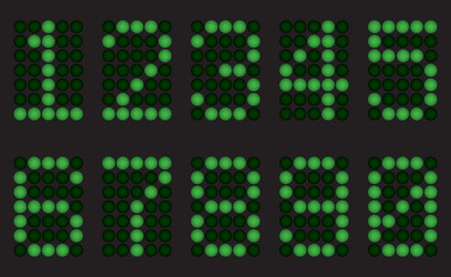 Green digits for matrix display vector