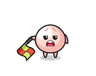 meatbun character as line judge hold flag vector image