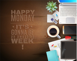 office workspace objects background vector image