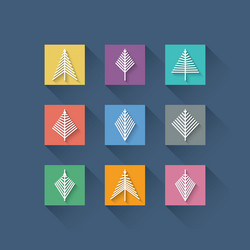 set of abstract christmas trees in flat design vector image