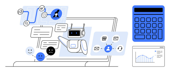ai-powered chatbot managing tasks with data vector image