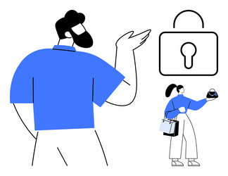 conceptual image of data security with people vector image